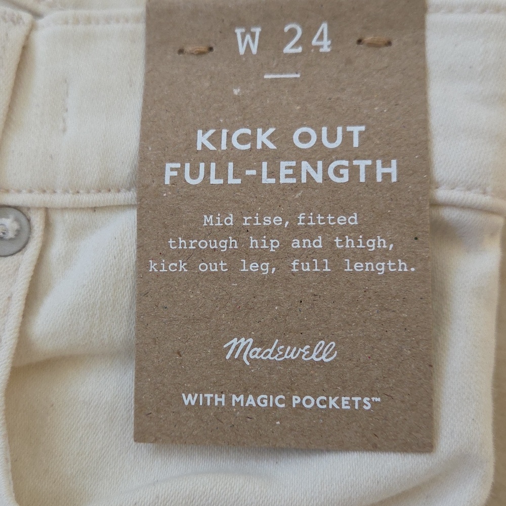 NWT Madewell Kick Out Full-Length Jeans White Vintage Canvas Size 24 - Picture 4 of 10